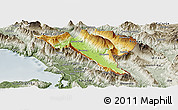 Physical Panoramic Map of Gjirokastër, semi-desaturated