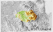 Physical 3D Map of Gramsh, lighten, desaturated