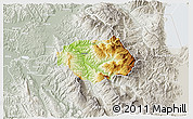 Physical 3D Map of Gramsh, lighten, semi-desaturated