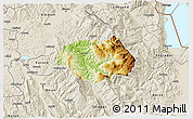 Physical 3D Map of Gramsh, shaded relief outside