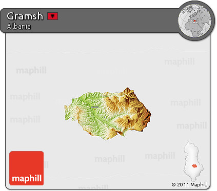 Physical 3D Map of Gramsh, single color outside