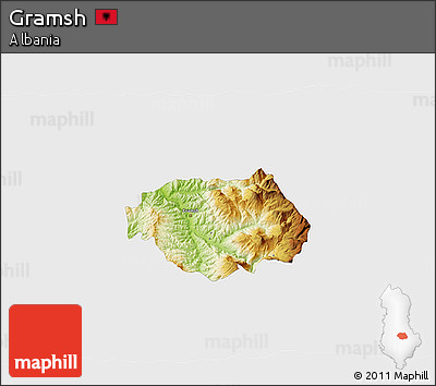 Physical 3D Map of Gramsh, single color outside