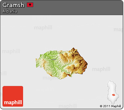 Physical 3D Map of Gramsh, single color outside