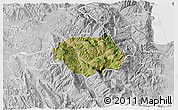 Satellite 3D Map of Gramsh, lighten, desaturated