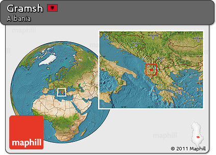 Satellite Location Map of Gramsh