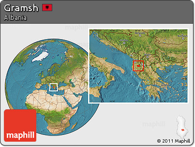 Satellite Location Map of Gramsh