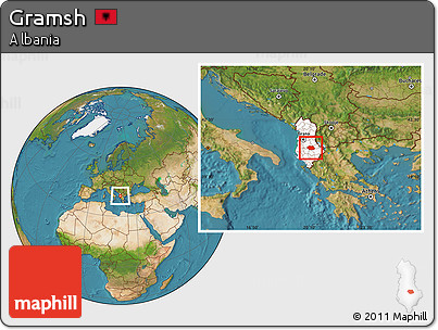 Satellite Location Map of Gramsh, highlighted country