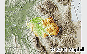 Physical Map of Gramsh, semi-desaturated