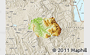 Physical Map of Gramsh, shaded relief outside