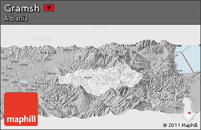 Gray Panoramic Map of Gramsh