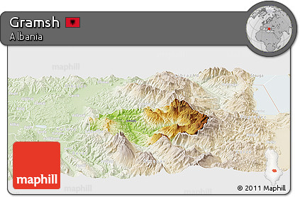 Physical Panoramic Map of Gramsh, lighten