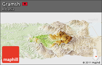 Physical Panoramic Map of Gramsh, lighten