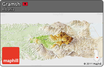 Physical Panoramic Map of Gramsh, lighten