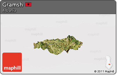 Satellite Panoramic Map of Gramsh, cropped outside
