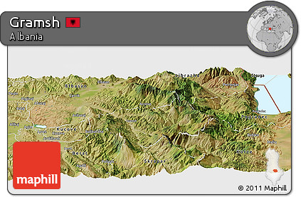 Satellite Panoramic Map of Gramsh