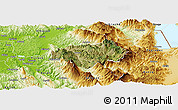 Satellite Panoramic Map of Gramsh, physical outside