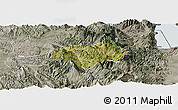 Satellite Panoramic Map of Gramsh, semi-desaturated