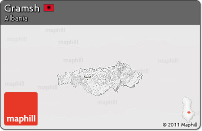 Silver Style Panoramic Map of Gramsh, single color outside