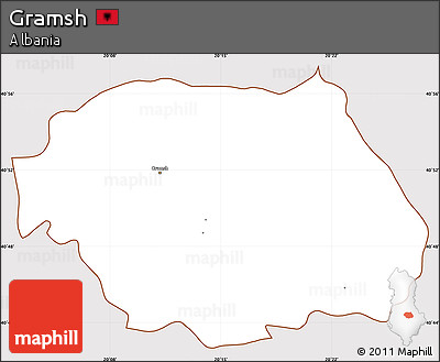 Classic Style Simple Map of Gramsh, cropped outside
