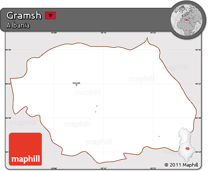 Classic Style Simple Map of Gramsh, cropped outside