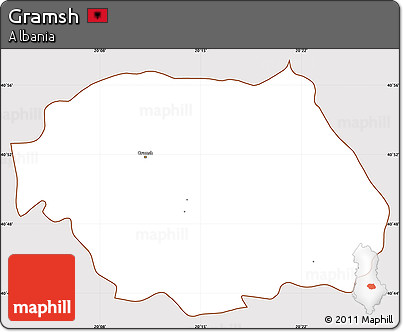 Classic Style Simple Map of Gramsh, cropped outside