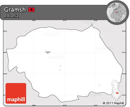 Silver Style Simple Map of Gramsh, cropped outside