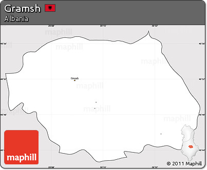 Silver Style Simple Map of Gramsh, cropped outside
