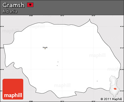 Silver Style Simple Map of Gramsh, cropped outside