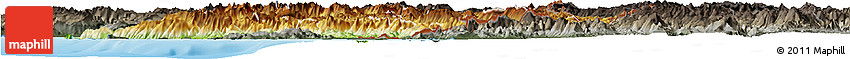 Physical Horizon Map of Albania, darken, semi-desaturated, land only