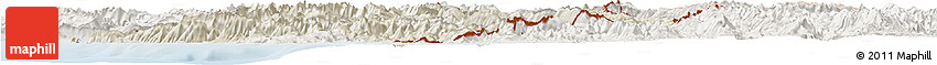 Shaded Relief Horizon Map of Albania, lighten