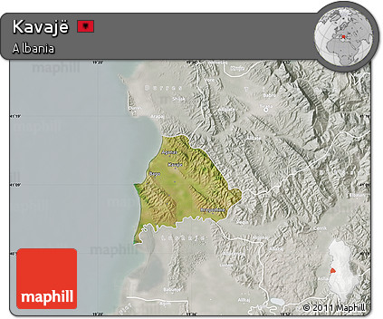 Satellite Map of Kavajë, lighten, semi-desaturated