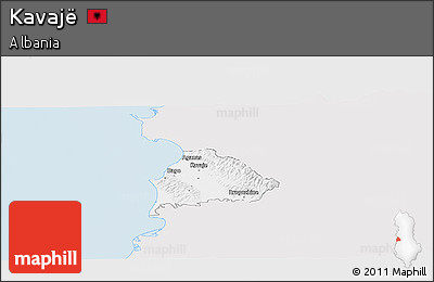 Silver Style Panoramic Map of Kavajë, single color outside