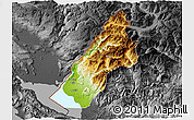 Physical 3D Map of Koplik, darken, desaturated