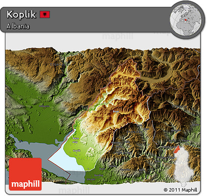 Physical 3D Map of Koplik, darken