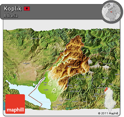 Physical 3D Map of Koplik, satellite outside