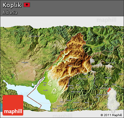 Physical 3D Map of Koplik, satellite outside