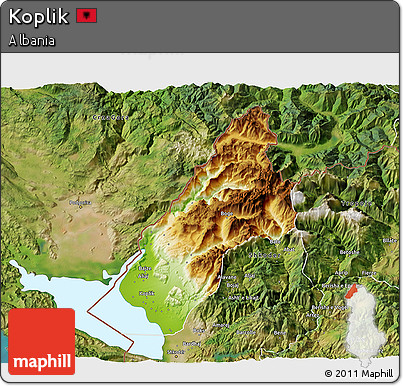 Physical 3D Map of Koplik, satellite outside