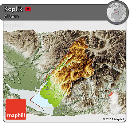 Physical 3D Map of Koplik, semi-desaturated