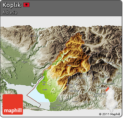 Physical 3D Map of Koplik, semi-desaturated