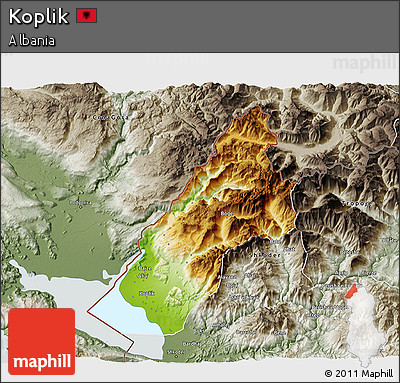 Physical 3D Map of Koplik, semi-desaturated