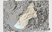 Shaded Relief 3D Map of Koplik, darken, semi-desaturated