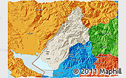 Shaded Relief 3D Map of Koplik, political outside