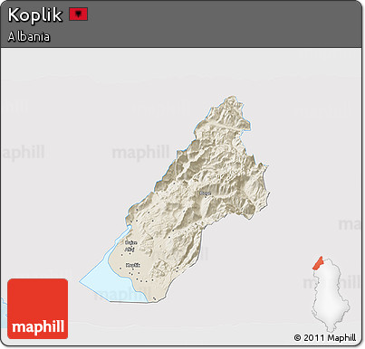 Shaded Relief 3D Map of Koplik, single color outside
