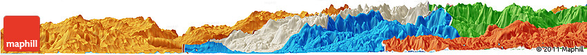 Shaded Relief Horizon Map of Koplik, political outside