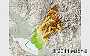 Physical Map of Koplik, lighten, semi-desaturated