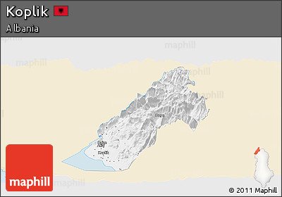 Classic Style Panoramic Map of Koplik, single color outside