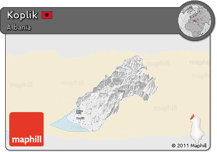 Classic Style Panoramic Map of Koplik, single color outside