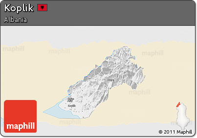 Classic Style Panoramic Map of Koplik, single color outside