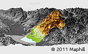 Physical Panoramic Map of Koplik, darken, desaturated