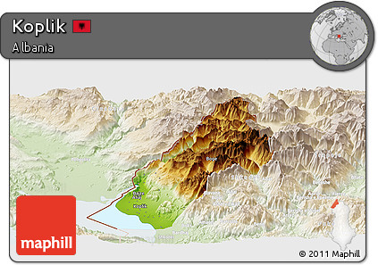 Physical Panoramic Map of Koplik, lighten